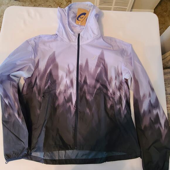 Womens Asics Kasane Jacket With Hood Regular Fit Water Repellent Size Large - Picture 2 of 10